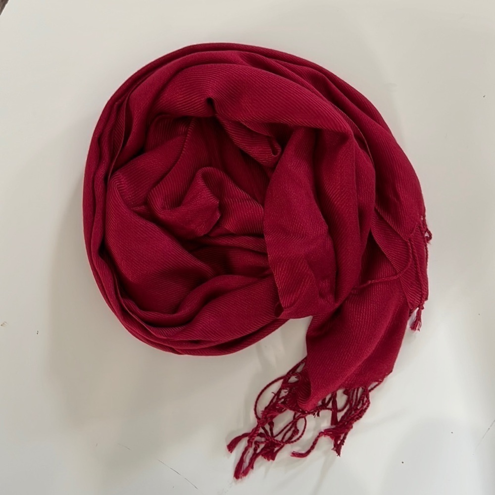 Pashmina Silk Scarf 74”x28” Red